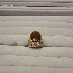 Gold and Silver Ring with Brown Stone